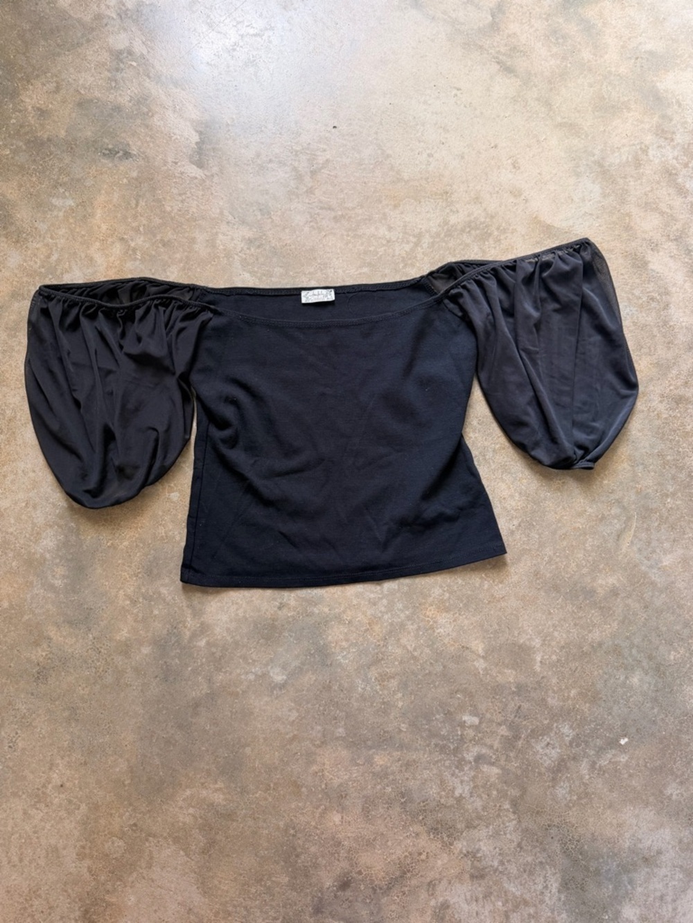 Intimately Free People Black Puff Sleeve Off Shoulder Crop Top XS Boho